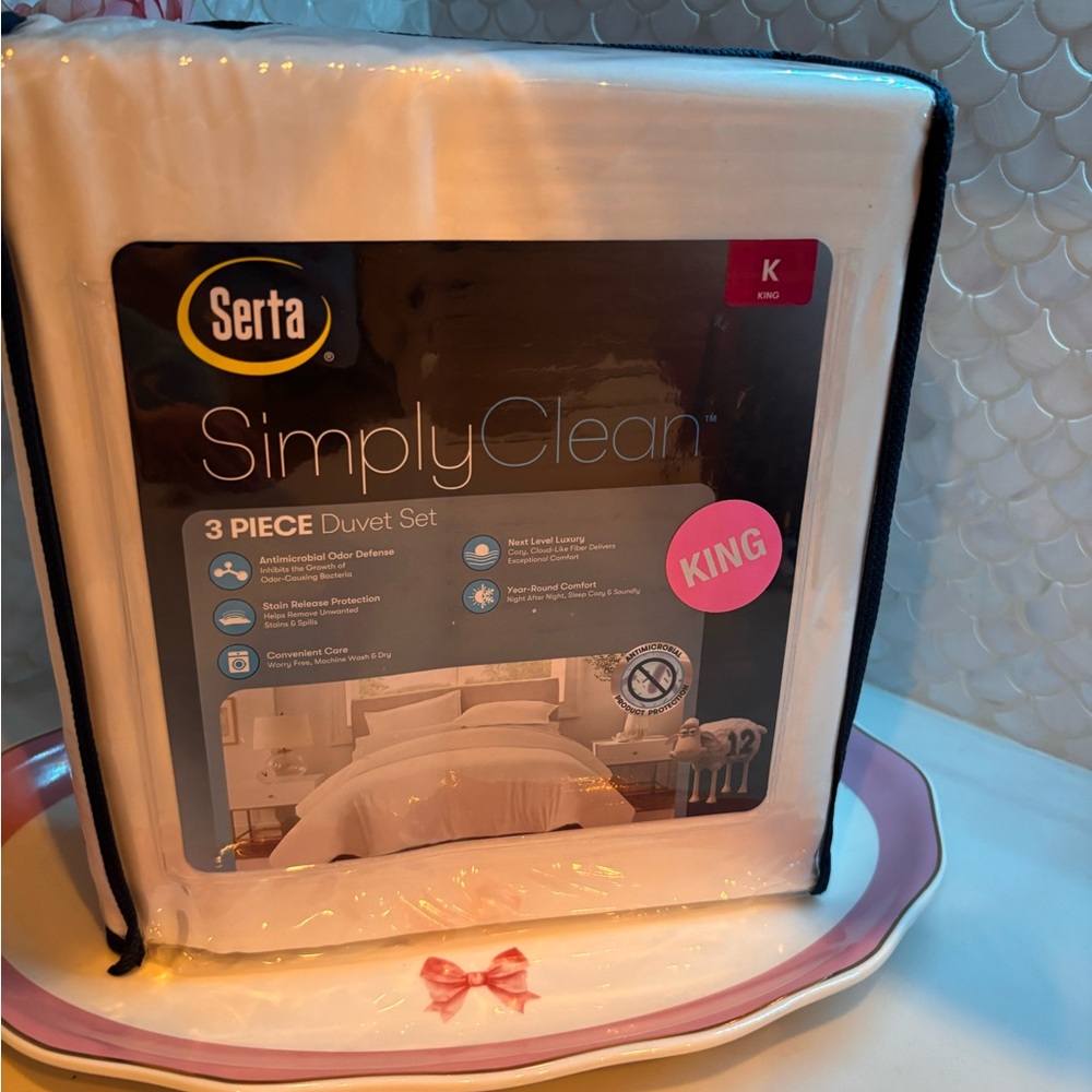 Serta Simply Clean White Duvet Cover Set